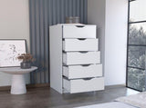 Dresser 42"H, 5 Drawers , Slim Storage Chest of Drawers, White B097133024