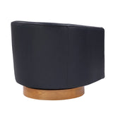 Maisy Midnight Blue Faux Leather Wood Base Barrel Swivel Chair B050P322574