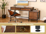 Home Office Dual Desktop Desk with 5 Storage Drawers, Powder-Coated Metal Frame Engineered Wood 79205800