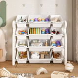 Kids Toy Organizer with 12 Bins, Multi-functional Nursery Organizer Kids Furniture Set Toy W509P288471