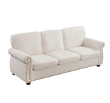 Soft Velvet Sofa, Upholstered 3 Seater Couch with High-Density Foam, Loose Back Cushions and Solid B2735P292318