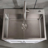 24in Stainless Steel Washing Sink w/ Faucet Hoses and Drain Head Only D16389171