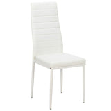 ZUN 4pcs Elegant Assembled Stripping Texture High Backrest Dining Chairs White 40655595