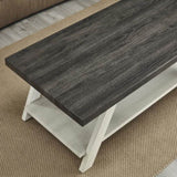 ZUN Athens Contemporary Two-Tone Wood Shelf Coffee Table in Weathered Charcoal and Beige T2574P164647