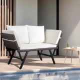 Outdoor Sofa, Woven Rattan Patio Furniture, Convertible Daybed or Double Chair with Adjustable 74062120