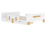 Full Size Platform Bed with Storage Drawers, Solid Wood Beds Frame with Bed Guardrail, Small Shelf, W1580P373244