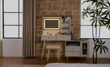 Modern Makeup Vanity Desk with Mirror and Lights, Retractable Dressing Table with Drawers and N844P288432A