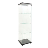 ZUN LED lights Glass Display Cabinet 4 Shelves with Door, Floor Standing Curio Bookshelf for Living Room W1806P146446