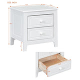 ZUN 2-Drawer Nightstand for Bedroom, Mid Century Retro Bedside Table with Classic Design,White WF308187AAK