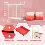 12-Drawer Rolling Storage Cart - 2-Row 10-Storey, Multicolor Drawers, 4 Wheels , White 15819213