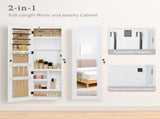 Solid Wood Jewelry Armoire Organizer Cabinet with Full-Length Mirror, 47.5x14.3 in Wall-Mounted W2640P454224