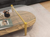 Oval shaped glass coffee table modern design, length 41 x width 21 x height 17 inches, for living W1727P356427