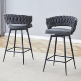 Two sets of rotating high-legged stools with breathable cotton and linen cushions, Dark gray seats W2920P281918