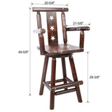 ZUN Rustic Bar Stool - Fir Wood Construction, Chair withDecorative Star Backrest, Footrest,Wide Armrest, 37409700