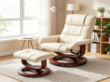Swivel Recliner and Ottoman Set with Massage & Remote Cream White 72418688