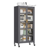 Open-door kitchen shelving Floor-to-ceiling multilevel household microwave storage cabinet bowls 88888451