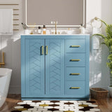36'' Bathroom Vanity with Ceramic Sink Combo, Solid Wood Frame Bathroom Storage Cabinet, N710P243327M