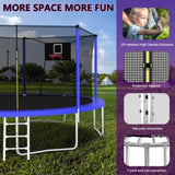 ZUN 14FT Trampoline ,Sports Fitness Trampolines with Enclosure Net, Recreational Trampolines for Outdoor W1163120240