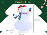 4FT Fabric Snowman with 90 White Lights, Plaid Scarf, Expandable Christmas Lighted Decor, US Plug 23550221