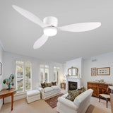 52" Smart Flush Mount Ceiling Fans with Lights Remote,Quiet DC Motor,Outdoor Indoor Low Profile W2352P316021