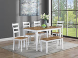 Contemporary 6pc Set Table w 4x Side Chairs And Bench Wooden Seats Chairs Rubber Solid wood B011P504985