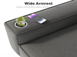 Dark Gray Chenille Deep Seat Single Sofa Chair with Brushed Stainless Steel Cup Holder and 41805235