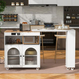 K&K Rolling Kitchen Island With Extended Table, Kitchen island on Wheels with LED Lights,Power WF316018AAW