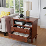 Open Space and 2 Drawers Dresser Nightstand with Charging Station, Farmhouse End Table with USB W1693P216935