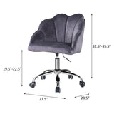 ZUN Dark Grey and Chrome Barrel Office Chair with Adjustable Lift B062P189067