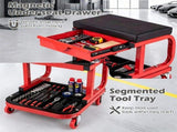 Rolling Garage Mechanic Stool with Magnetic Drawer & Segmented Tool Tray, 330 LBS Weight Capacity PU 51903820