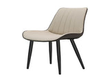 Khaki Grey PU Leather Dining Chair with Metal Legs, Wave Pattern Upholstered Armless Chair Set of T3967P409194