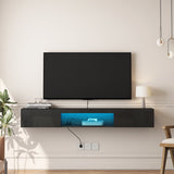 Floating TV Stand Wall Mounted with 16 Color LEDs,63" Modern TV Stand, Floating TV Cabinet W1321104202
