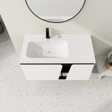 ZUN 40'' Floating Wall-Mounted Bathroom Vanity with Ceramics Sink & Soft-Close Cabinet Door 73655533