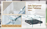 31.4 Inch Modern Two-Tier Square Coffee Table - An Elegant Combination of Clear Glass and Black W1151P232659