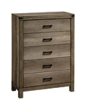 ZUN 1pc Contemporary Five Drawer Chest Bedroom Solid Wood Wooden Brown Melamine Finish Rustic B011P228965