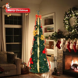 ZUN 4 FT Fully Decorated Pre-lit Christmas Tree, Pop Up Artificial Xmas Tree with 80 Warm Lights Battery 92049446