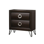 ZUN 2 Drawers Nightstand with Ring Pulls, Dark Merlot B016P256424