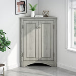 ZUN Oak Triangle Bathroom Storage Cabinet with Adjustable Shelves, Freestanding Floor Cabinet for Home WF291467AAL