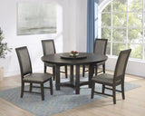 ZUN 1pc Transitional Round Table with Lazy Susan Dark Brown Finish Single Pedestal Wooden Dining Room B011P207874