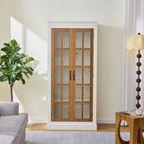 71.2'' Tall Display Cabinet with Glass Doors, Rustic Style China Cabinet, Curio Cabinet for N845P272501W