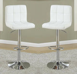 ZUN White Faux Leather Bar Stool Counter Height Chairs Set of 2 Adjustable Height Kitchen Island Stools HS00F1566-ID-AHD