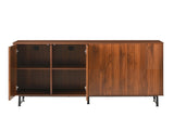 Mid-Century Modern Walnut Sideboard Buffet Cabinet, 59*16*33 inches Geometric Carved Storage Cabinet W3867P373415