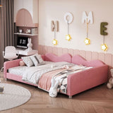 Full size Upholstered Daybed, Sherpa Fabric Sofabed with Cloud-Shaped Backrest, No Box-spring N733P234605H