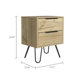 Augusta 2 Nightstand , End Table, Side Table Four Legs, Two Drawers -Light Oak B07091892