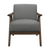 Modern Home Furniture Gray Fabric Upholstered 1pc Accent Chair Walnut Finish Wood Cushion Back and B01172764