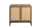 ZUN Set of 2, Natural rattan, 2 door cabinet, with 1 Adjustable Inner Shelves, rattan, Accent Storage W688P144549