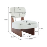 Modern Beige Lounge Chair with Polyester Upholstery, Sturdy Wood Base With Walnut Finish, N767P241702W