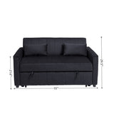 Sleeper Sofa Bed, 3-in-1 Velvet Pull Out Couch with Armrests, Storage Pockets and 2 Pillows, W3138P281569