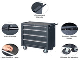 Single-bottom cabinet 4-draw, steel, black 330lb instrument cart, storage room 08302619