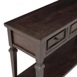 Classic Retro Style Console Table with Three Top Drawers and Open Style Bottom Shelf, Easy Assembly 97945563